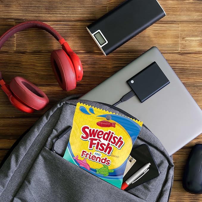SWEDISH FISH and Friends Soft & Chewy Candy, Bulk Candy, 12-3.59 oz Bags