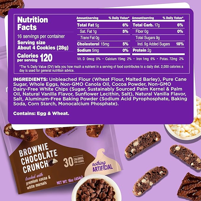Cooper Street Twice-Baked Brownie Chocolate Biscotti Cookies (16oz each, Pack of 4) - 50 Two-Bite Mini Italian Style Snacks - Dairy-Free, Peanut Free, Kosher, Low-Calorie, Perfect with Coffee or Tea