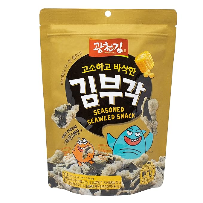 KIMNORI Kwangcheon Kim Gimbugak Baked Seaweed Snacks - Honey Consome Flavor Korean Crispy Seaweed Chips in Resealable Bag, 50g 1.76 ounce