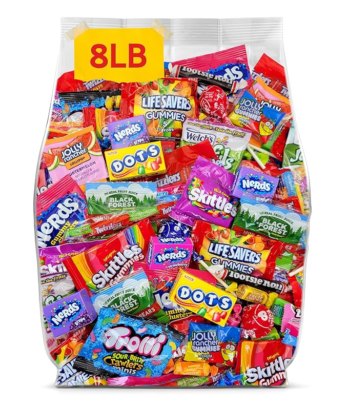 Assorted Candy Variety Pack – 8lb Bulk Candy Mix, Individually Wrapped Candies for Party Favors, Goodie Bags, Parades and Pinata Candies – 8 Pound Box of Candy