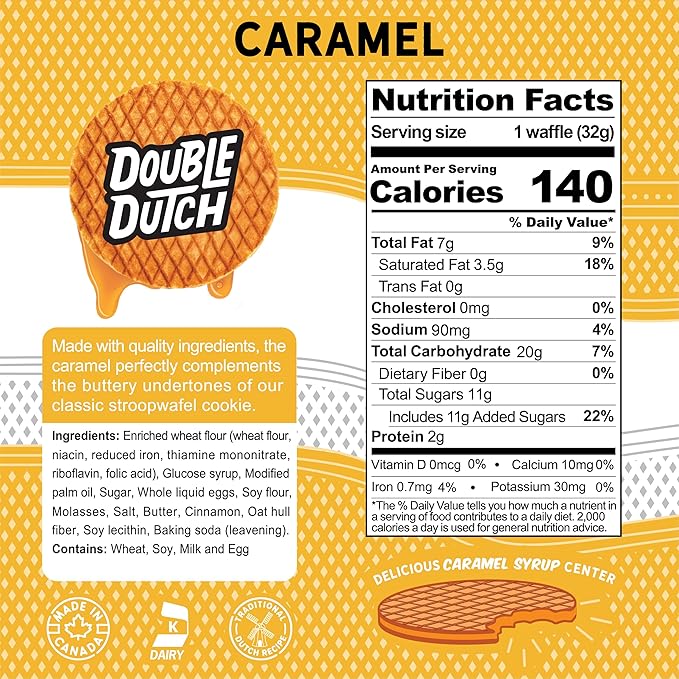 Double Dutch Stroopwafel Cookies – 2 Pack – 16 Waffles – Caramel, Blueberry, Vanilla, Chocolate Salted Caramel (16 Count, Caramel)