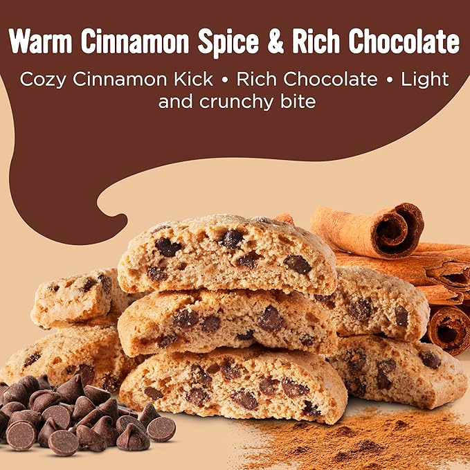 COOPER STREET Twice Baked Cinnamon Chocolate Biscotti Cookies - Crispy Mini Biscotti Cookies Ideal with Coffee - Traditional Low Calorie Italian Snacks - Kosher, Dairy, Peanut & Soy Free (6 Pack)