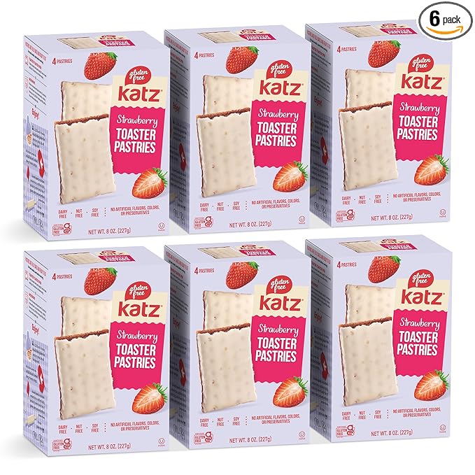 Katz Gluten Free Toaster Pastries. Strawberry. Easy Breakfast Food Or Anytime Healthy Snacks For Adults & Kids. Gluten Free. Dairy Free, Nut Free, Peanut Free, Soy Free, 8 OZ (Pack Of 6)