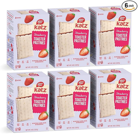 Katz Gluten Free Toaster Pastries. Strawberry. Easy Breakfast Food Or Anytime Healthy Snacks For Adults & Kids. Gluten Free. Dairy Free, Nut Free, Peanut Free, Soy Free, 8 OZ (Pack Of 6)