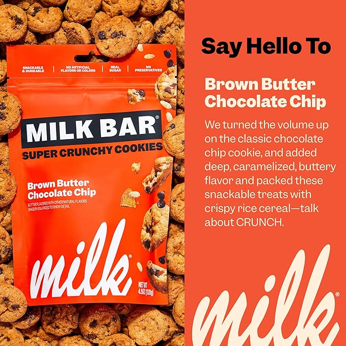 Milk Bar Super Crunchy Cookies – Double Chocolate, Pretzel-y & Brown Butter Chocolate Chip | Mini Snack Cookies for Party & On-the-Go | No Artificial Flavors | 3-Pack (4.5oz Each)