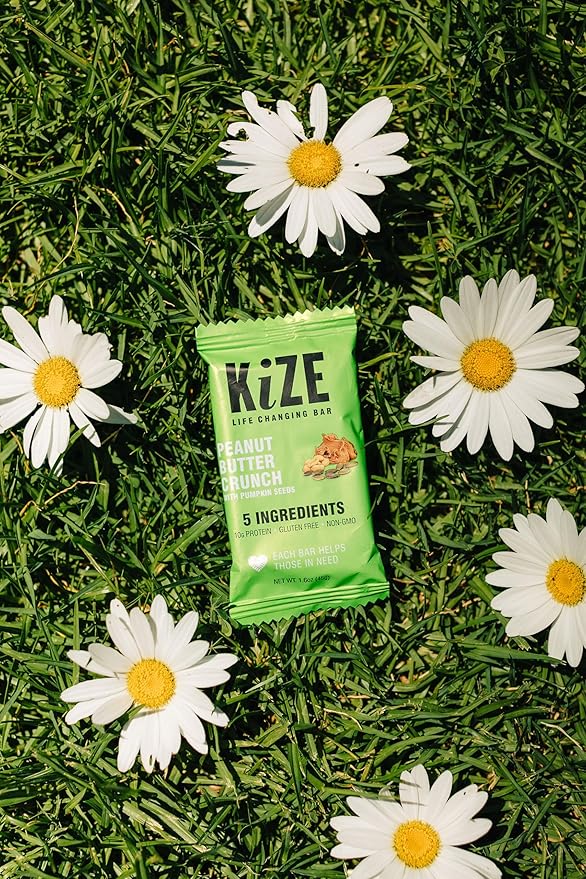 KiZE Energy Bars - Peanut Butter Crunch - Gluten Free, Non-GMO, and High Protein Meal Replacement Energy Bars, Clean and Simple Food Ingredients - 10g High Protein Snacks, (10 Count)