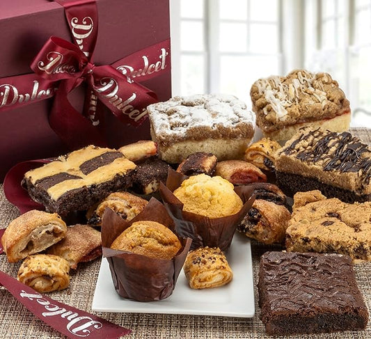 Dulcet Valentine’s Day Gift Basket For Him or Her - Gift Basket for All Types of Special Occassions - Assorted Variety of Tastes with Delicious Brownies Crumb Cakes Rugelah and Muffins.