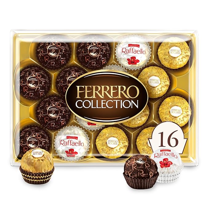 Ferrero Collection Gourmet Gift Box, 12 Assorted Confections with Hazelnut, Dark Chocolate and Coconut, 6.1 oz