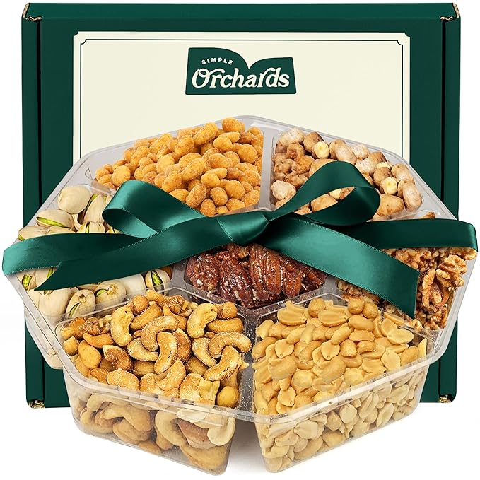 Valentines Day Nuts Gift Basket - Gourmet Food Gift Basket With a Variety of Freshly Roasted Nuts - Beautifully Packaged Gift for Birthday, Sympathy. (Large Family Pack)