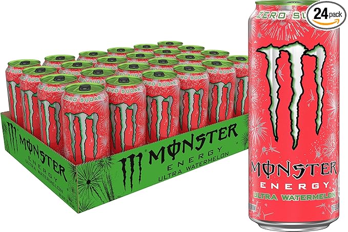 Monster Energy Ultra Watermelon, Sugar Free Energy Drink, 16 Ounce | Pack of 24