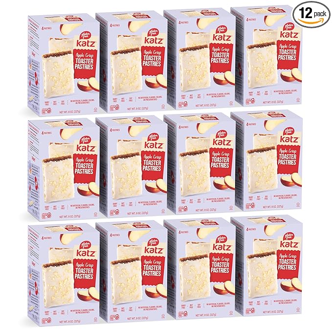 Katz Gluten Free Apple Crisp Toaster Pastries.Healthy Snacks for adulte & Kids. Free of Dairy, Peanuts, Tree Nuts, and Sesame, No Artificial Color. Kosher Snacks 8oz (12pk)