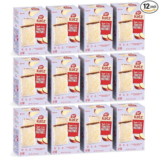 Katz Gluten Free Apple Crisp Toaster Pastries.Healthy Snacks for adulte & Kids. Free of Dairy, Peanuts, Tree Nuts, and Sesame, No Artificial Color. Kosher Snacks 8oz (12pk)
