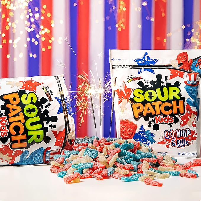 Sour Patch Kids Red, White & Blue Soft & Chewy Candy, Bulk Candy, 4-1.8 lb Bags