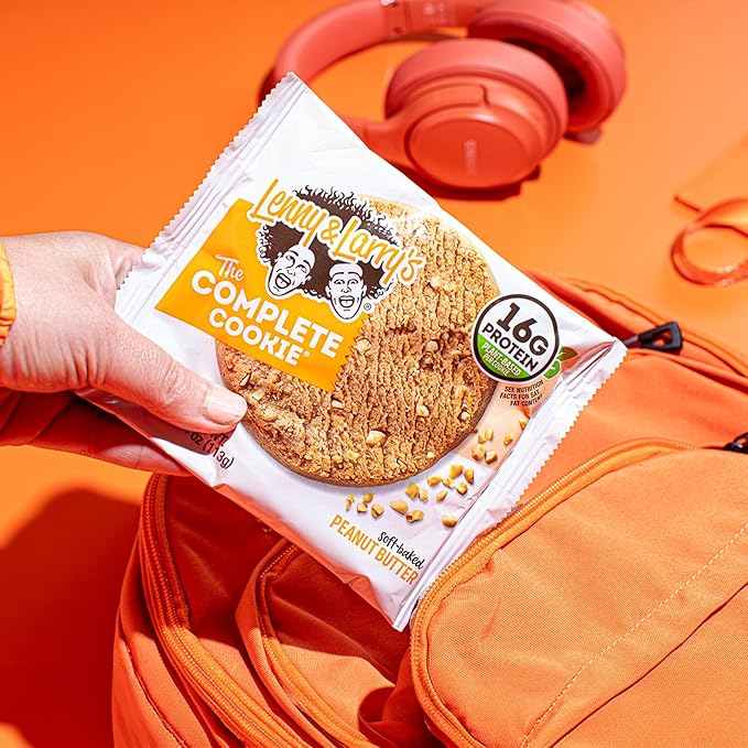 Lenny & Larry's Complete Protein Cookie, [Peanut Butter], Chewy Soft Baked, 16g Plant Protein, Vegan, Non-GMO, High Fiber, [4 Ounce] Cookie (Pack of 12)