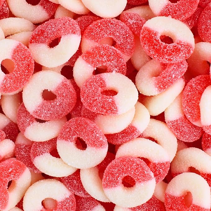 Watermelon Gummy Rings Candy - Fresh, Soft, and Chewy Sugar Dusted Gourmet Watermelon Gummy Candy Rings (3 Pound)