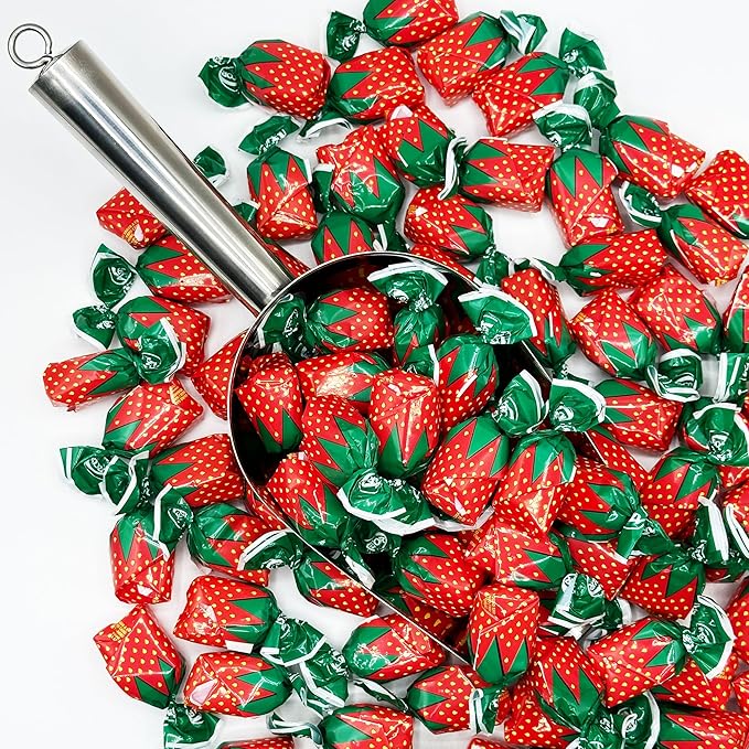 Strawberry Filled Hard Candy - Individually Wrapped Strawberry Bon Bons Candy 2 Pound Bulk Bag, Red
