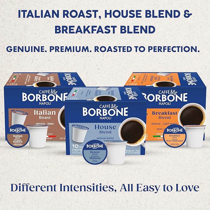 Caffè Borbone Variety Pack Coffee Pods (60 Count) – House, Breakfast & Italian Roast Blends for a Smooth, Bold & Balanced Brew – Single Serve Coffee Pods Compatible with K-Cup Brewers