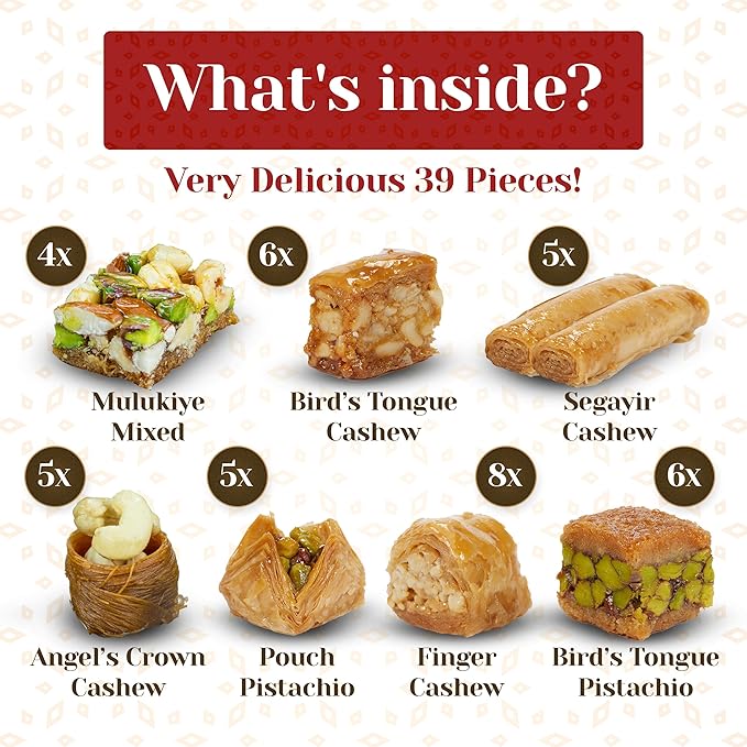 Eastanbul Baklava, 1.1lb, Baklava Pastry, Pistachio Gift Box, Middle Eastern Sweets, Turkish Desserts, Pistachio & Cashew Rich Pastry, Dulces Arabes, Arabic Sweets, Turkish Gifts