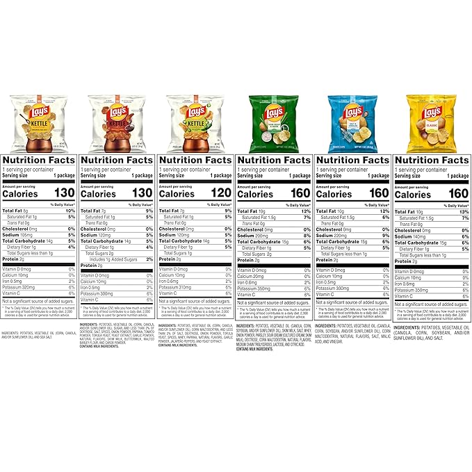 Lay's Potato Chips, Regular & Kettle Variety Pack, (Pack of 40)