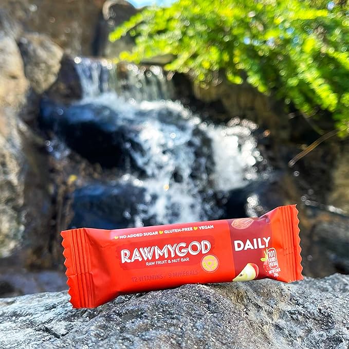 RAWMYGOD Fruit and Nut Bars, Gluten Free, Vegan, No Added Sugar (20 bars, Daily)