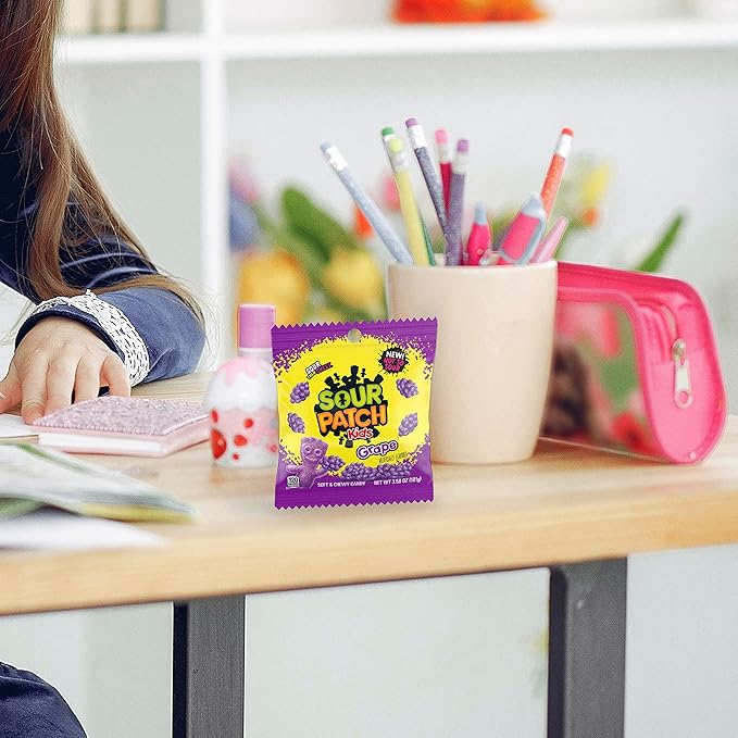 SOUR PATCH KIDS Grape Soft & Chewy Candy, Bulk Candy, 12 - 3.58 oz Bags