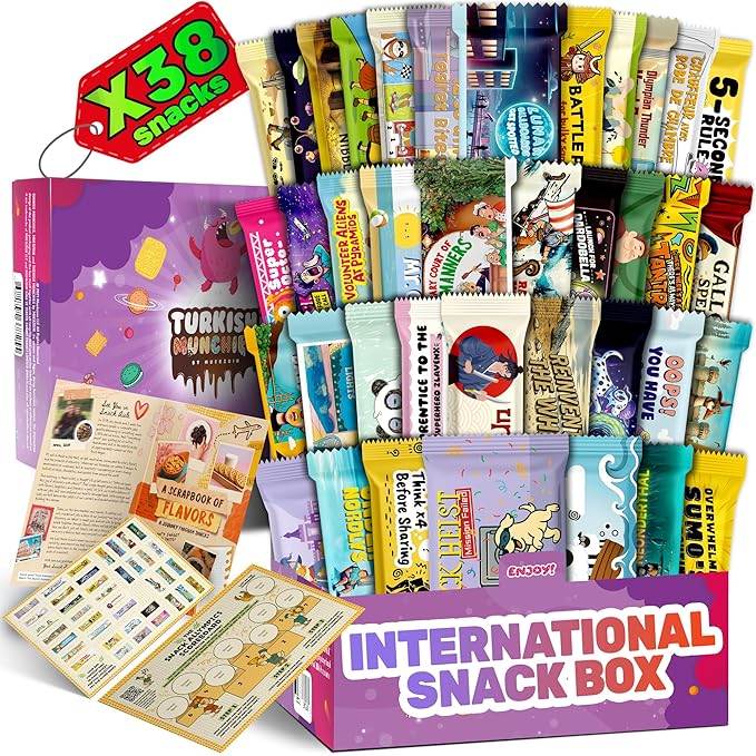 International Snack Box, Unique Experience with Universal Exotic Candies and Treats from around the World, Gift-Ready Foreign Foods in Packages Inspired by European, Japanese and Korean Cultures