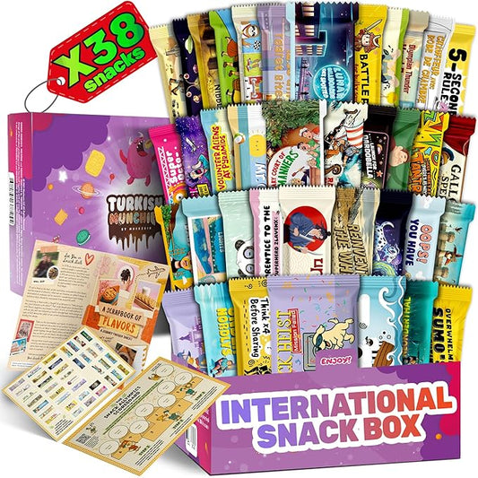 International Snack Box, Unique Experience with Universal Exotic Candies and Treats from around the World, Gift-Ready Foreign Foods in Packages Inspired by European, Japanese and Korean Cultures