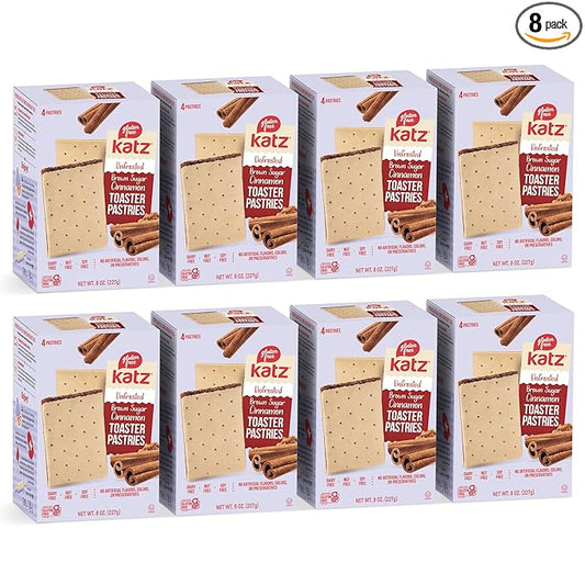 Katz Gluten Free Unfrosted Cinnamon Toaster Pastries. School Snacks. Free of Dairy, Peanuts, Tree Nuts, and Sesame, No Artificial Color. Kosher. 8oz (8pk)