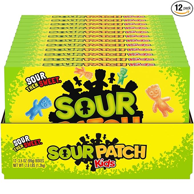 SOUR PATCH KIDS Soft & Chewy Candy, Bulk Candy, 12 - 3.5 oz Boxes