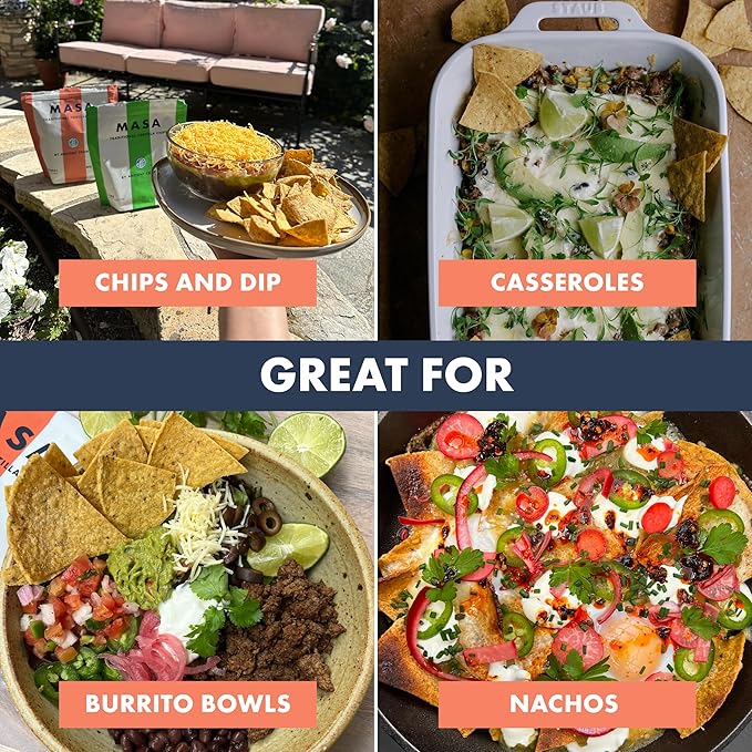 MASA Chips - Lime Flavored Tortilla Chips, Handmade Corn Chips & Crisps - Naturally Grown White Corn, Made with Grass Fed Tallow & Sea Salt - 6 Pack, 5 Ounce Each