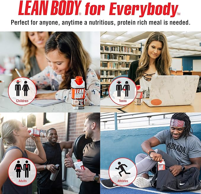LABRADA NUTRITION - Lean Body RTD Whey Protein Shake, Convenient On-The-Go Meal Replacement Shake for Men & Women, 20 grams of Protein – Zero Sugar, Lactose & Gluten Free, Chocolate (Pack of 16)
