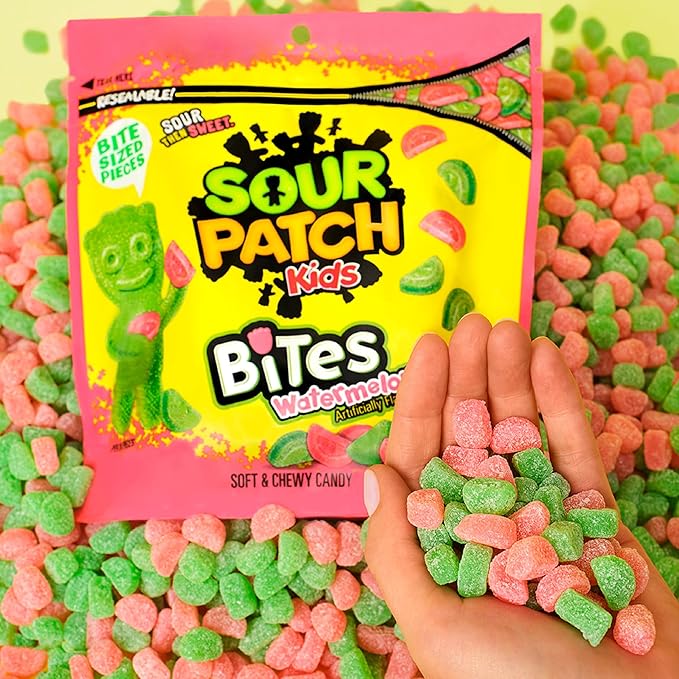 SOUR PATCH KIDS Bites Watermelon Soft & Chewy Candy, Bulk Candy, 12-12 oz Bags