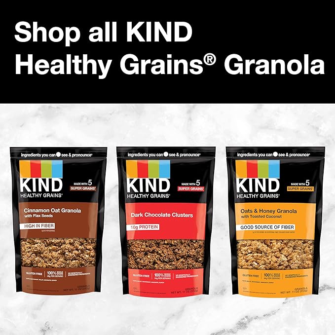KIND Healthy Grains, Vanilla Blueberry Granola with Flax Seeds, Healthy Snacks, Gluten Free, 100% Whole Grains, 5g Protein, 11oz, 3 Count