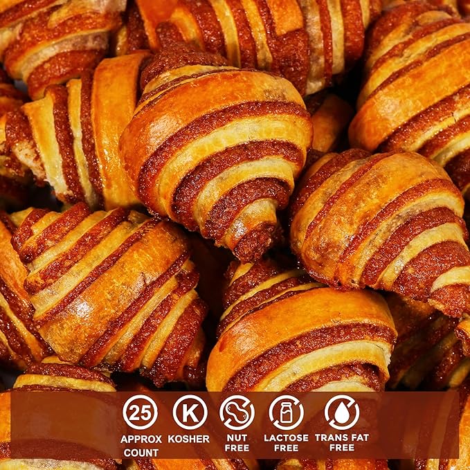 Cinnamon Rolls | Cinnamon Buns | Breakfast Pastry | Approx 20 Rugelach Pastries Cinnamon Croissants | Preservative Free & No Coloring Added | Dairy & Nut Free | 19 oz Stern’s Bakery