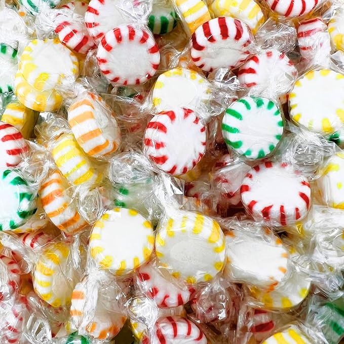Fruit Flavored Hard Candy - 6 lbs - Apple, Strawberry, Lemon and Orange Flavored Disks Old School Classic Starlights - Bulk American Vintage Candy Assortment - Individually Wrapped, 96 oz.