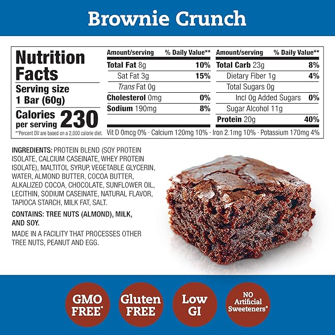 think! Protein Bars, High Protein Snacks, Gluten Free, Sugar Free Energy Bar with Whey Protein Isolate, Brownie, Nutrition Bars without Artificial Sweeteners, 2.1oz Bars, 1 Box (Pack of 2)