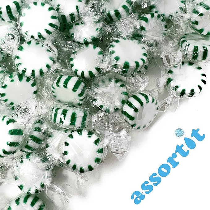 Spearmint Starlights Hard Candy Mints - 3 lbs - Spearmint Flavored Old School Disks Classic Hard Candies - American Vintage Candy Bulk Assortment - Individually Wrapped, 48 oz.