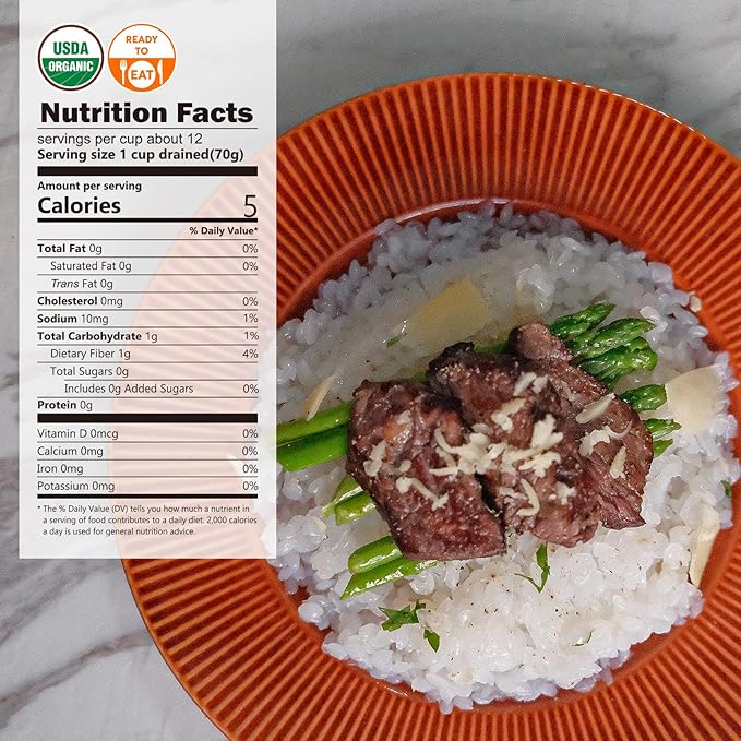 YUHO Organic Konjac Shirataki Rice, Low Carb Pasta 38.09 Oz (1080 g), USDA Organic Healthy Noodle (6 Pack Inside), Keto and Paleo Friendly, Low Calorie, Sugar Free, Vegan, Ready to Eat