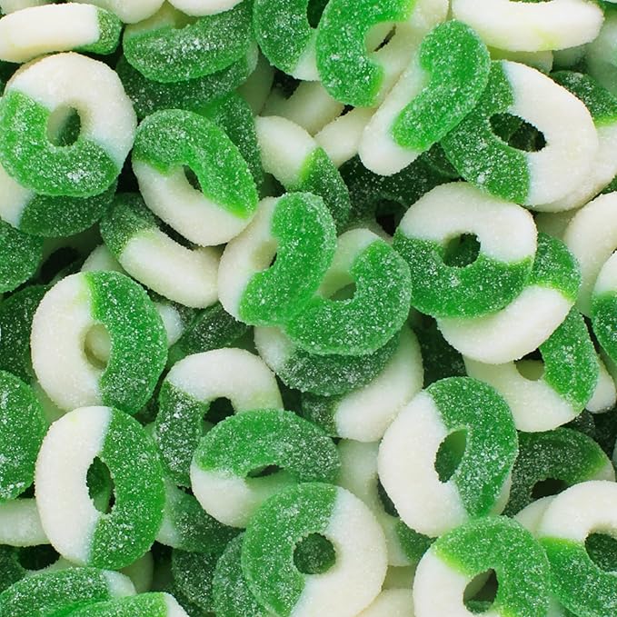 Green Apple Gummy Rings Candy - Fresh, Soft, and Chewy Sugar Dusted Gourmet Green Apple Rings Gummy Candy, by Queen City Candy Cave (3 Pound)