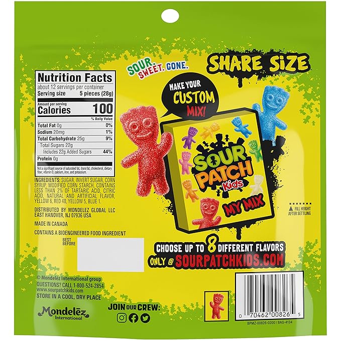 SOUR PATCH KIDS Big Kids Soft & Chewy Candy, Share Size, Bulk Candy, 12 - 12 oz Bags