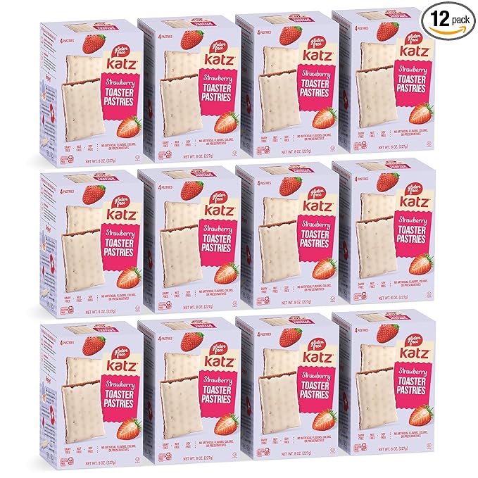 Katz Gluten Free Strawberry Toaster Pastries. Snacks for Kids. Free of Dairy, Peanuts, Tree Nuts, and Sesame. No Artificial Colors. Kosher. 8oz (12pk)