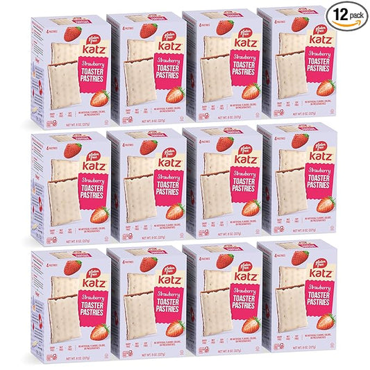 Katz Gluten Free Strawberry Toaster Pastries. Snacks for Kids. Free of Dairy, Peanuts, Tree Nuts, and Sesame. No Artificial Colors. Kosher. 8oz (12pk)