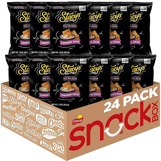 Stacy’s Pita Chips, Cinnamon Sugar, No Artificial Colors or Flavors, 1.5 oz (Pack of 24)