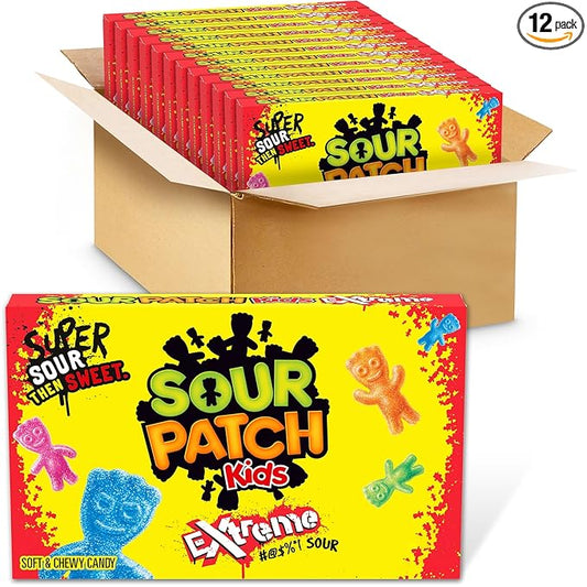 SOUR PATCH KIDS Extreme Sour Soft & Chewy Candy, Bulk Candy, 12 - 3.5 oz Boxes