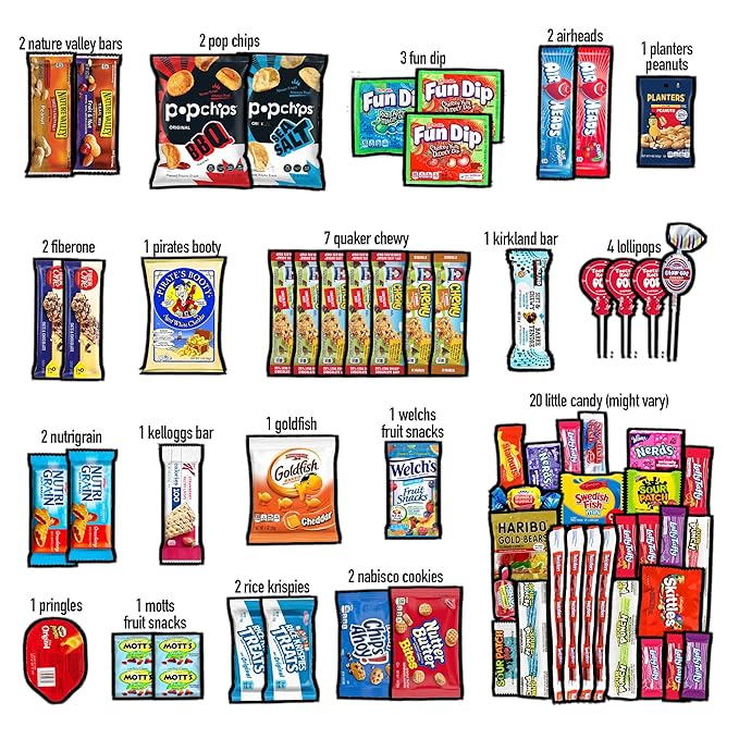 CRAVEBOX Snack Box (55 Count) Valentines Variety Pack Care Package Gift Basket Adult Kid Guy Girl Women Men Birthday College Student Office Back to School