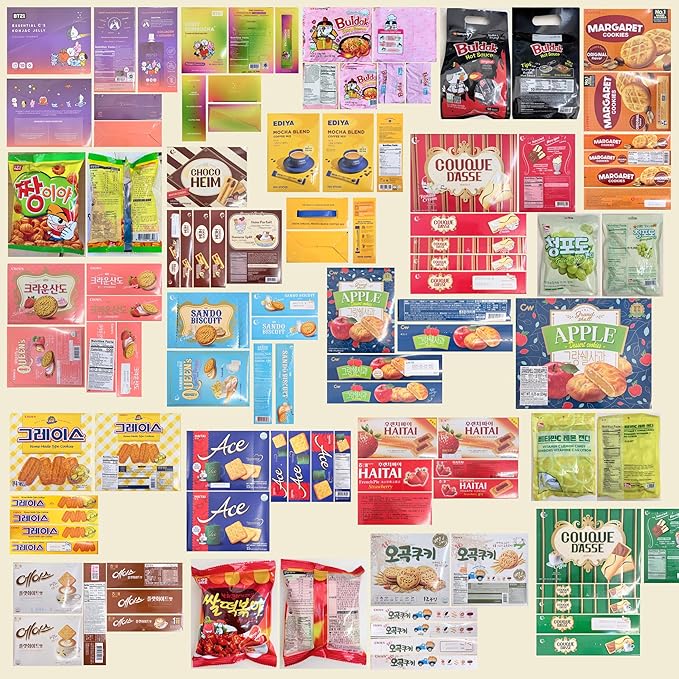 Korean Snack Box 48 Count - Variety of Individually Wrapped Korean Snacks with Chips, Cookies, Ramen and Candy for Kids, Children, College Students, and Adults. Gift Box for K-Food Lovers - Journey of Korea