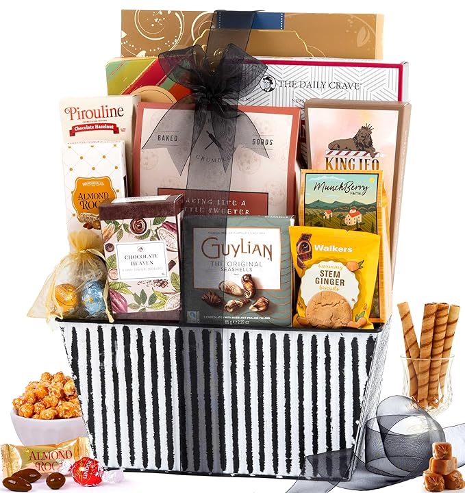 Broadway Basketeers Holiday Snack & Sweets Gift Basket – Christmas Basket for Families, Men, Women, Corporate & Friends – Cookies, Popcorn, Chocolate, Pretzels & Sweets – Thank You Gift for your Loved Ones