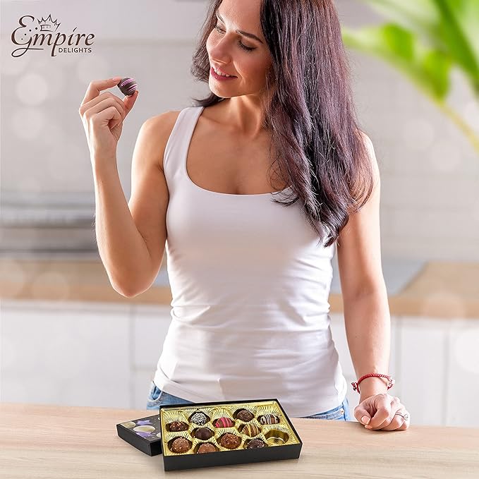Happy Birthday Chocolates - 12 Assorted Milk & Dark Chocolate Truffles - Gourmet Box - Birthday Gifts for Women & Men, 6 oz