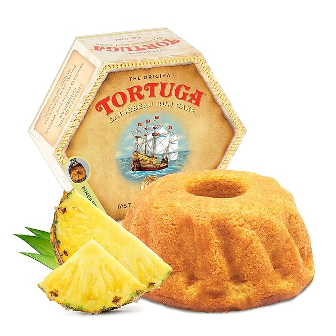 TORTUGA Caribbean Pineapple Rum Cake - 16 oz - Case of 20 - The Perfect Gourmet Gift for Stocking Stuffers, Gift Baskets, and Christmas Gifts - Great Cakes for Delivery