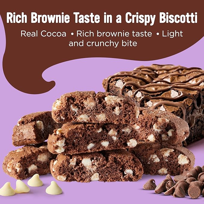 Cooper Street Twice-Baked Brownie Chocolate Biscotti Cookies (16 oz) - Over 50 Two-Bite Mini Italian Style Biscotti Snacks - Dairy-Free, Peanut Free, Kosher, Low-Calorie, Perfect with Coffee or Tea